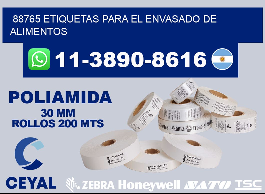 88765 etiquetas para el envasado de alimentos