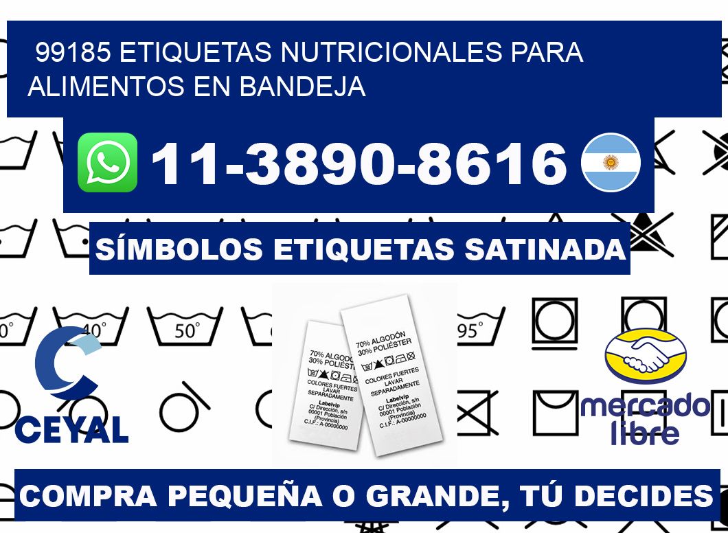99185 etiquetas nutricionales para alimentos en bandeja