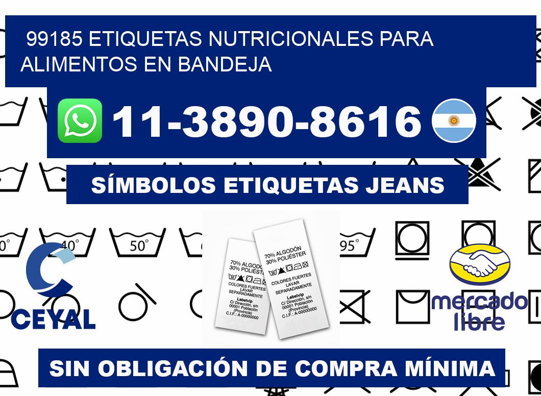 99185 etiquetas nutricionales para alimentos en bandeja