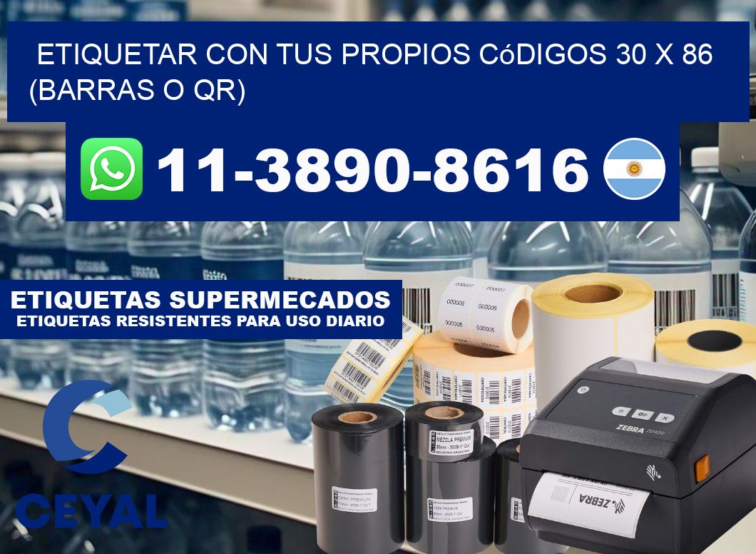 Etiquetar con tus propios códigos 30 x 86 (barras o QR)