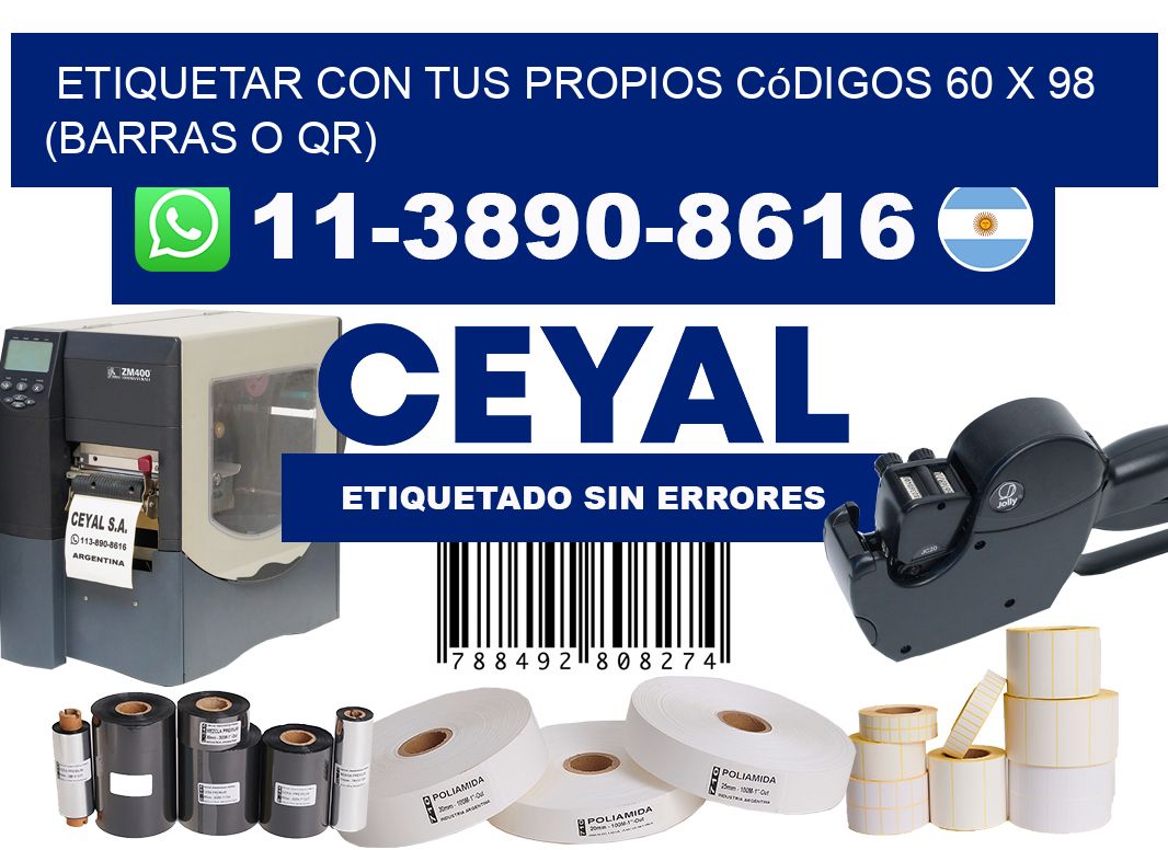 Etiquetar con tus propios códigos 60 x 98 (barras o QR)