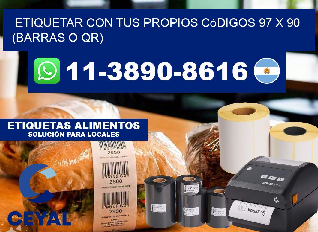 Etiquetar con tus propios códigos 97 x 90 (barras o QR)