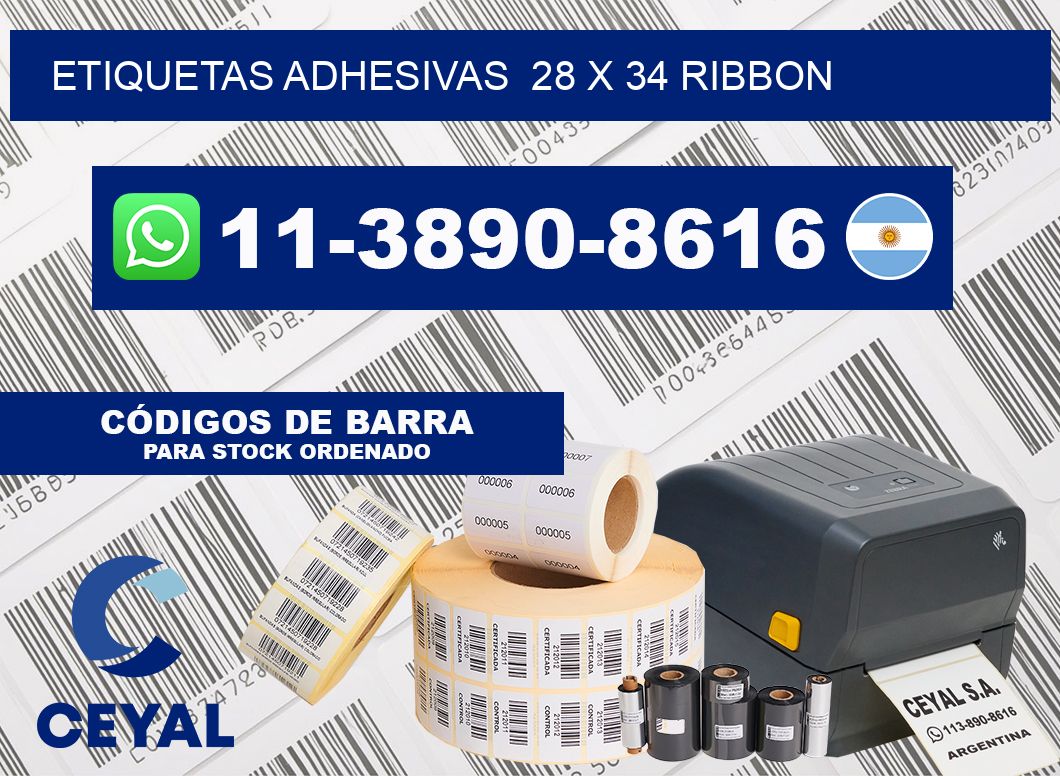 Etiquetas adhesivas  28 x 34 ribbon