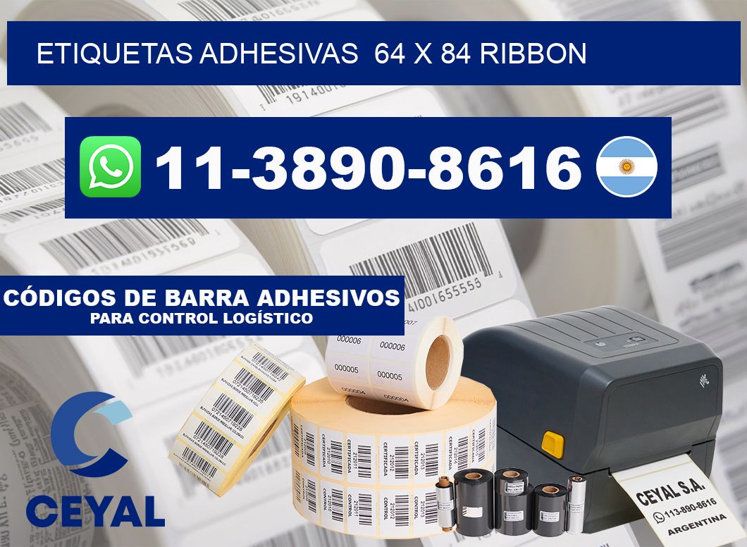 Etiquetas adhesivas  64 x 84 ribbon