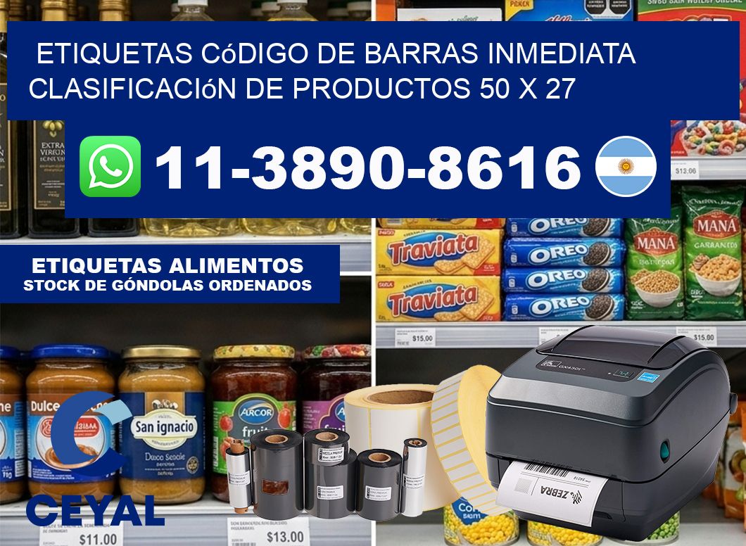Etiquetas código de barras inmediata clasificación de productos 50 x 27