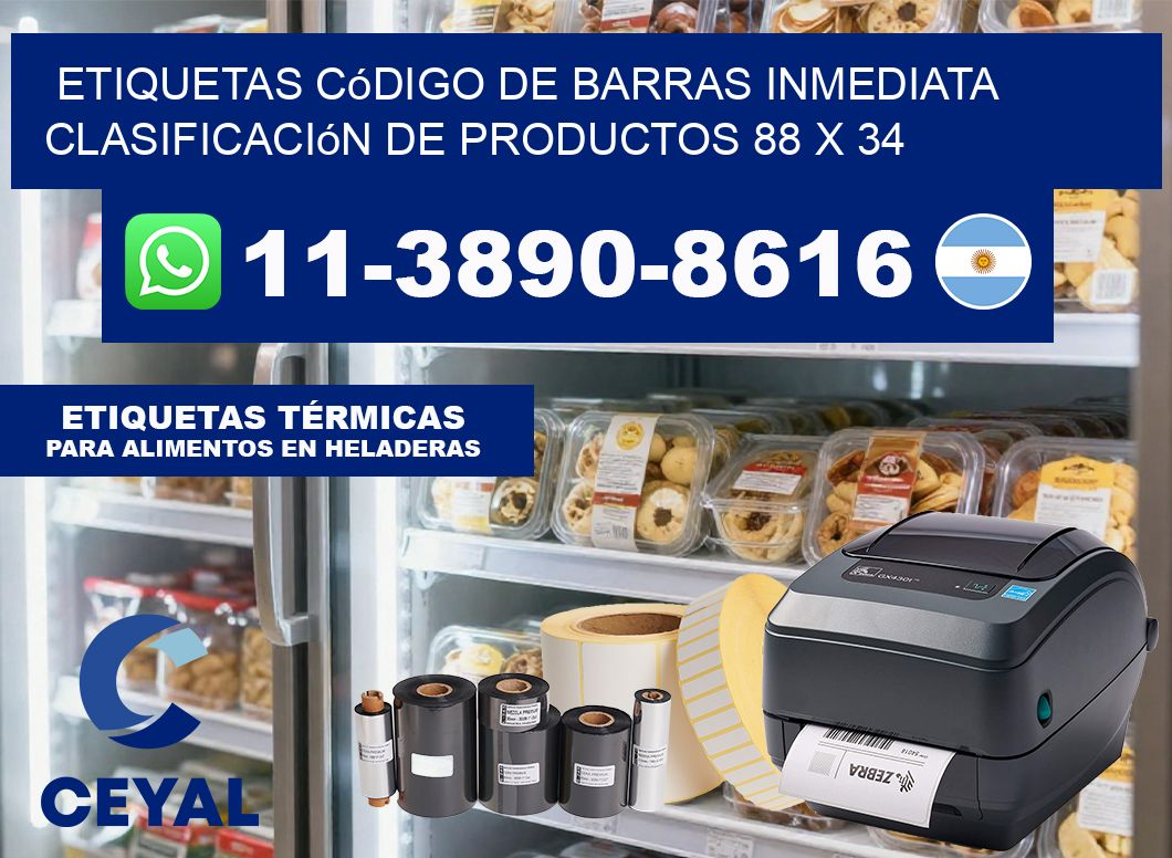 Etiquetas código de barras inmediata clasificación de productos 88 x 34
