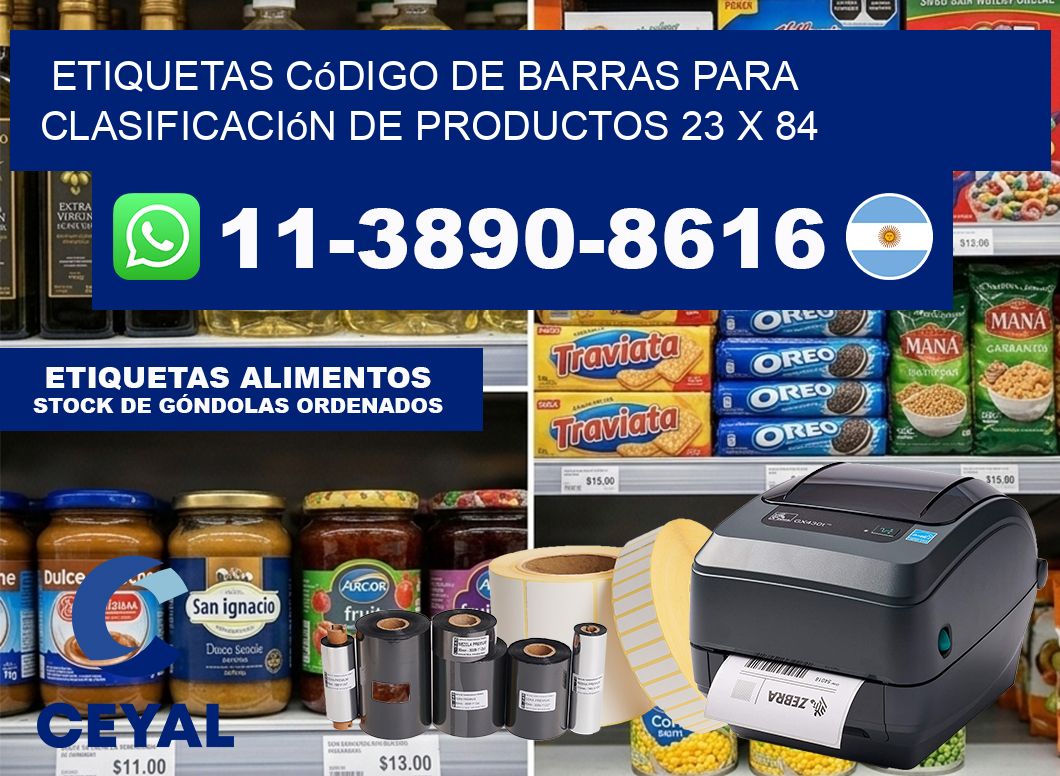 Etiquetas código de barras para clasificación de productos 23 x 84