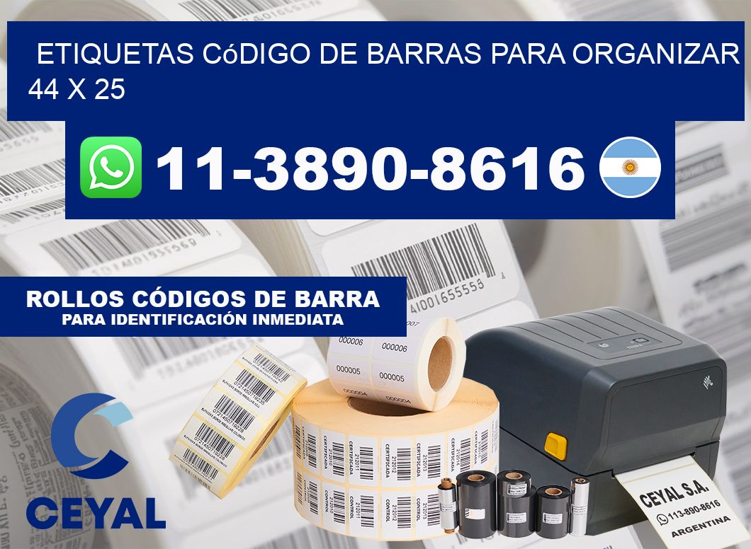 Etiquetas código de barras para organizar 44 x 25