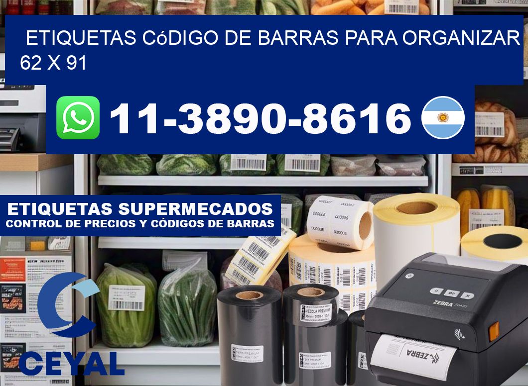 Etiquetas código de barras para organizar 62 x 91