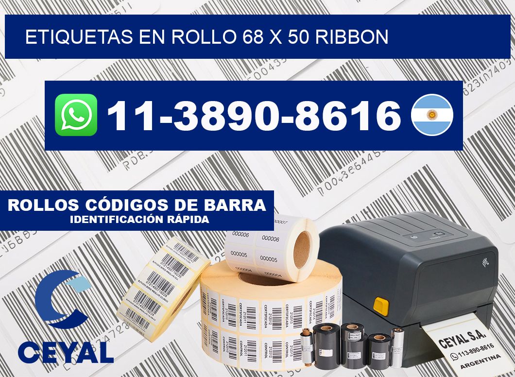 Etiquetas en rollo 68 x 50 ribbon