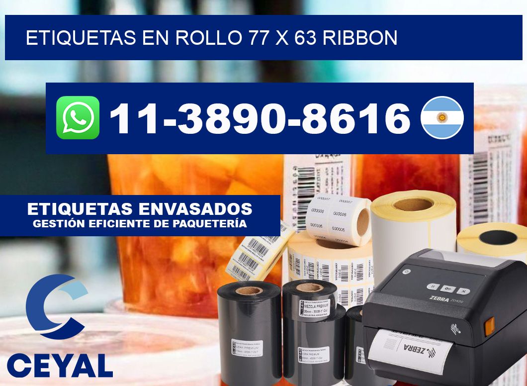 Etiquetas en rollo 77 x 63 ribbon