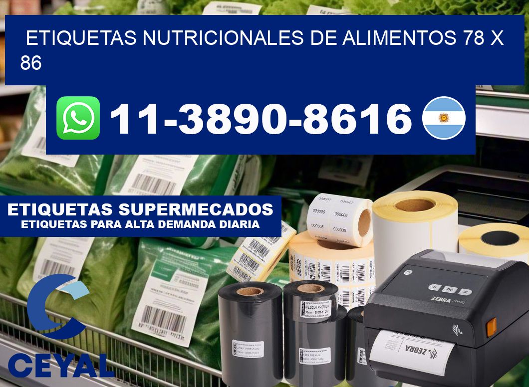 Etiquetas nutricionales de alimentos 78 x 86