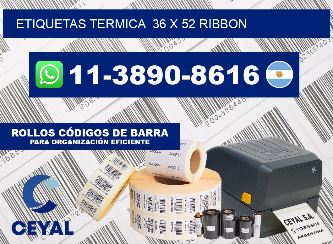 Etiquetas termica  36 x 52 ribbon