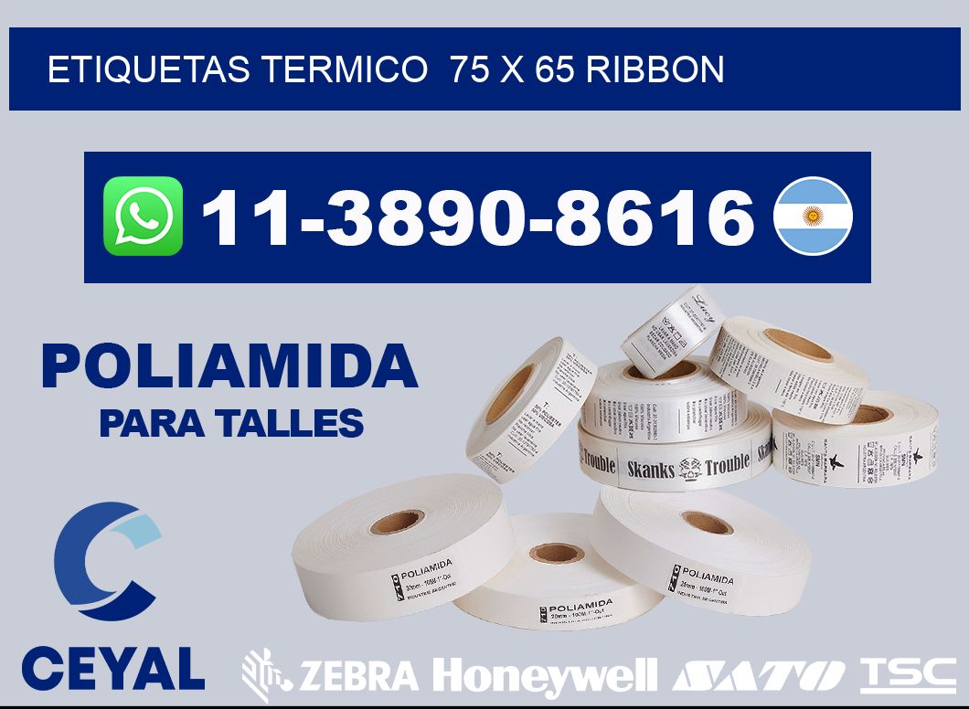 Etiquetas termico 75 x 65 ribbon