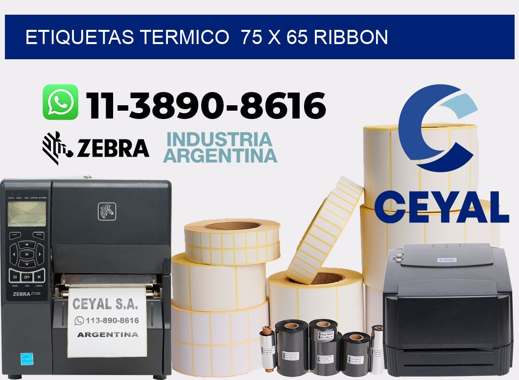 Etiquetas termico 75 x 65 ribbon