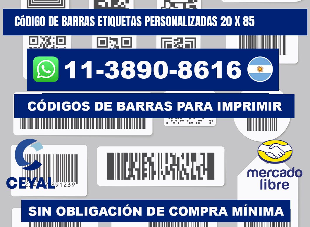 código de barras etiquetas personalizadas 20 x 85