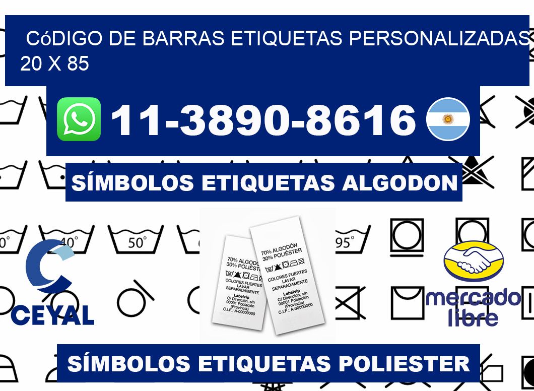 código de barras etiquetas personalizadas 20 x 85