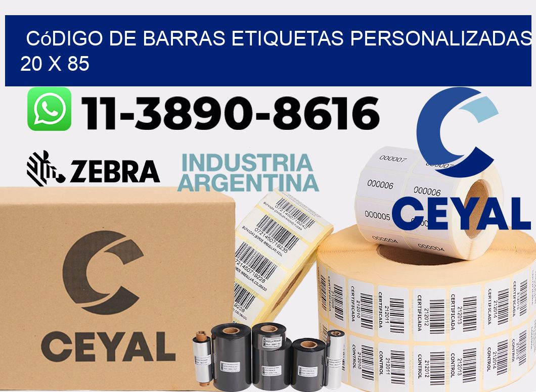 código de barras etiquetas personalizadas 20 x 85