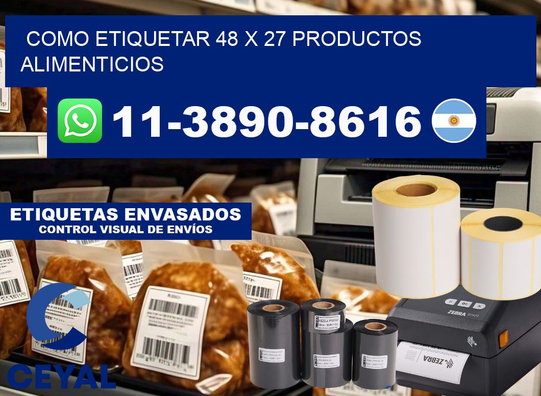 como etiquetar 48 x 27 productos alimenticios