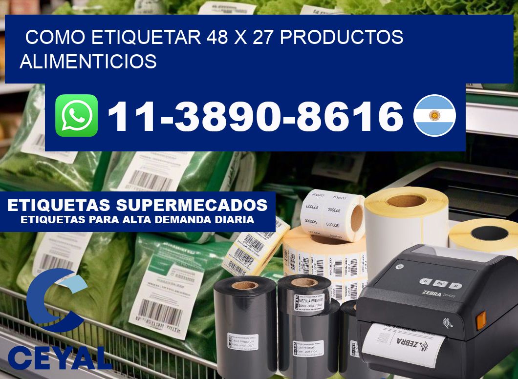 como etiquetar 48 x 27 productos alimenticios