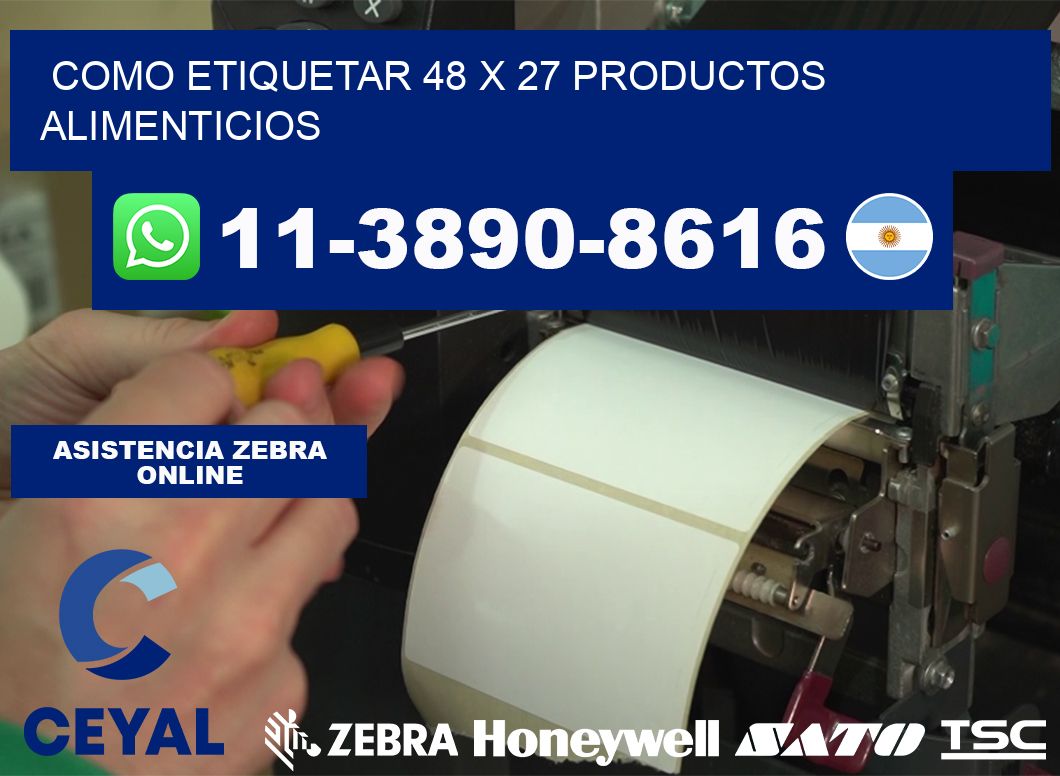 como etiquetar 48 x 27 productos alimenticios