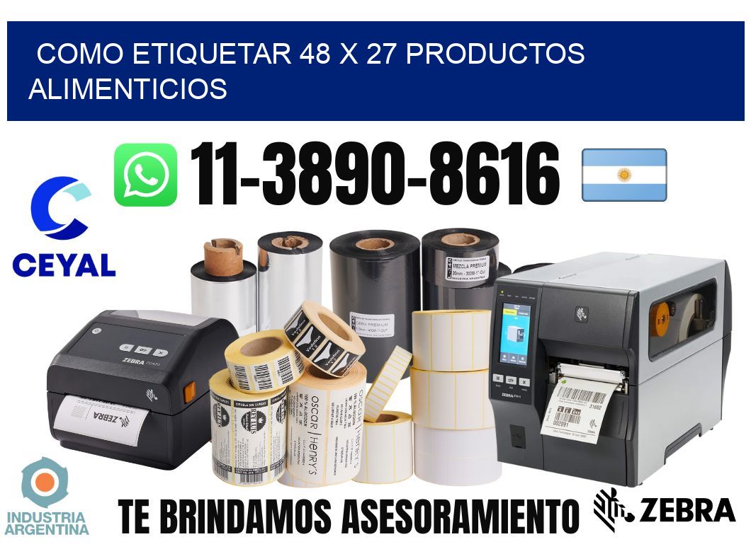 como etiquetar 48 x 27 productos alimenticios