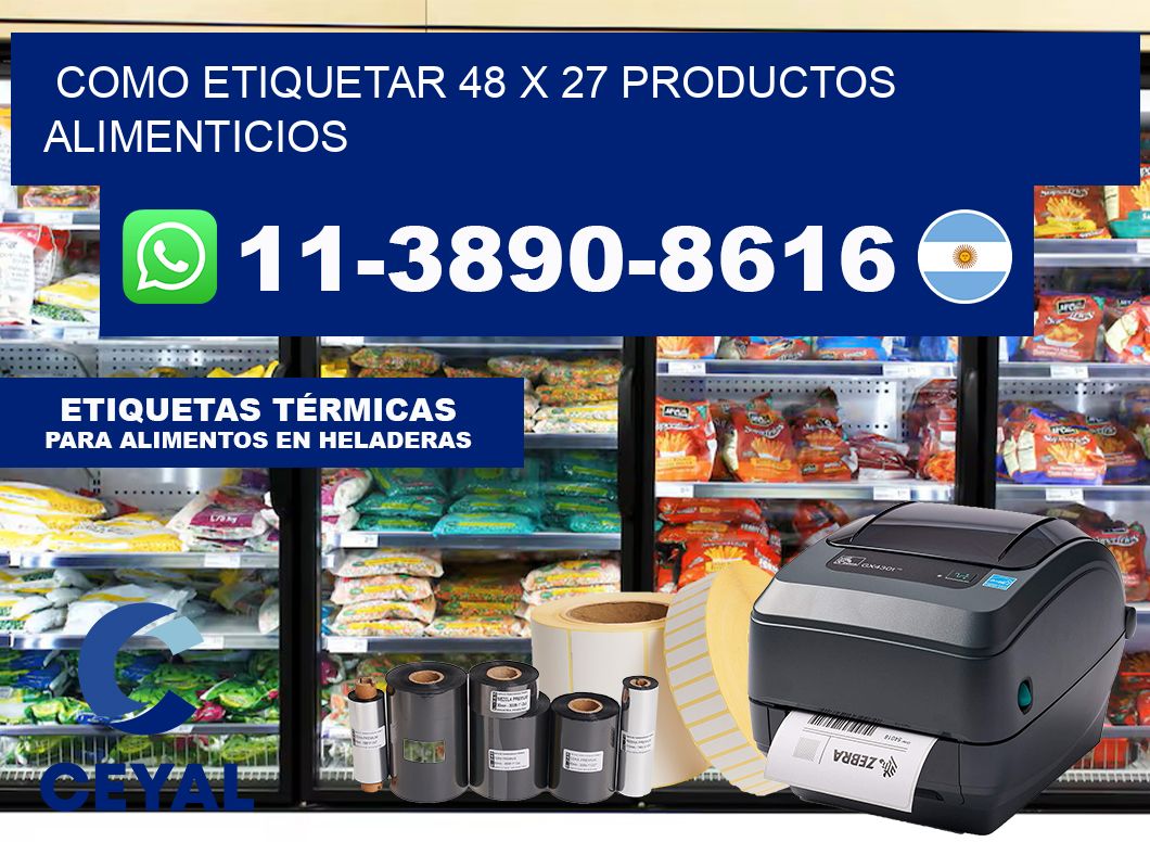 como etiquetar 48 x 27 productos alimenticios