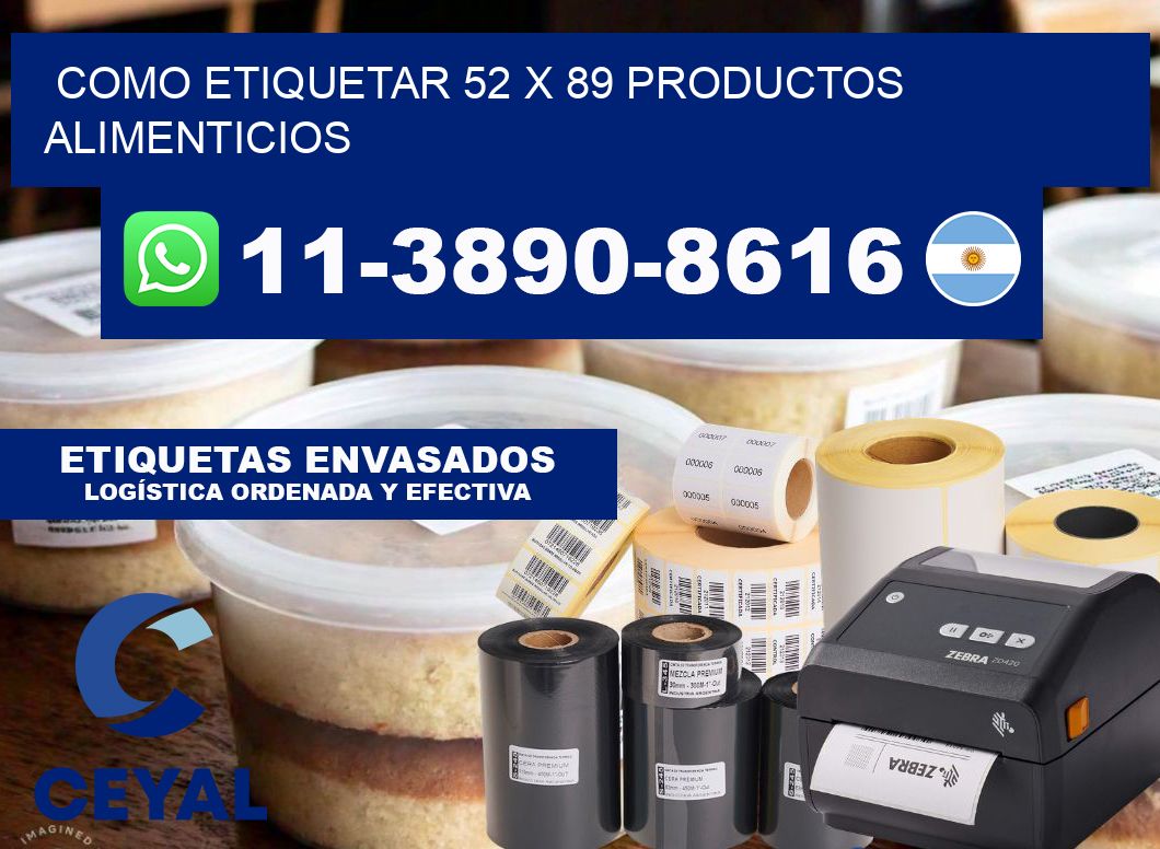 como etiquetar 52 x 89 productos alimenticios