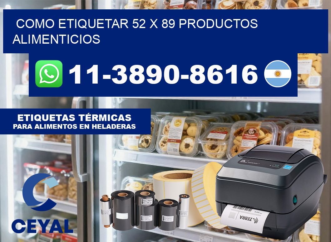 como etiquetar 52 x 89 productos alimenticios