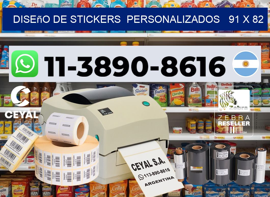 diseño de stickers  personalizados   91 x 82