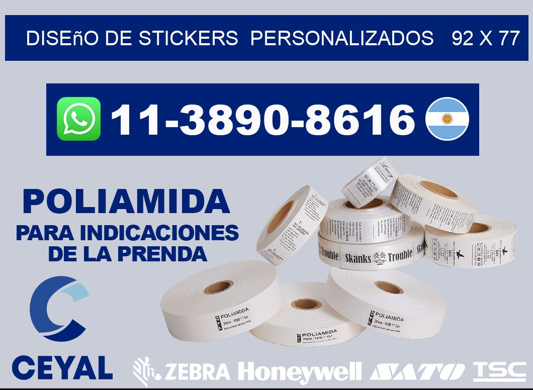 diseño de stickers  personalizados   92 x 77