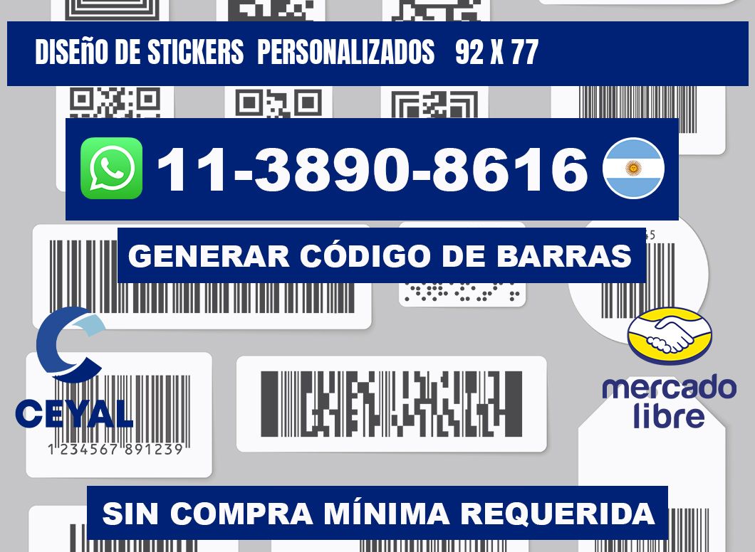 diseño de stickers  personalizados   92 x 77