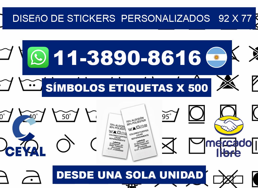 diseño de stickers  personalizados   92 x 77