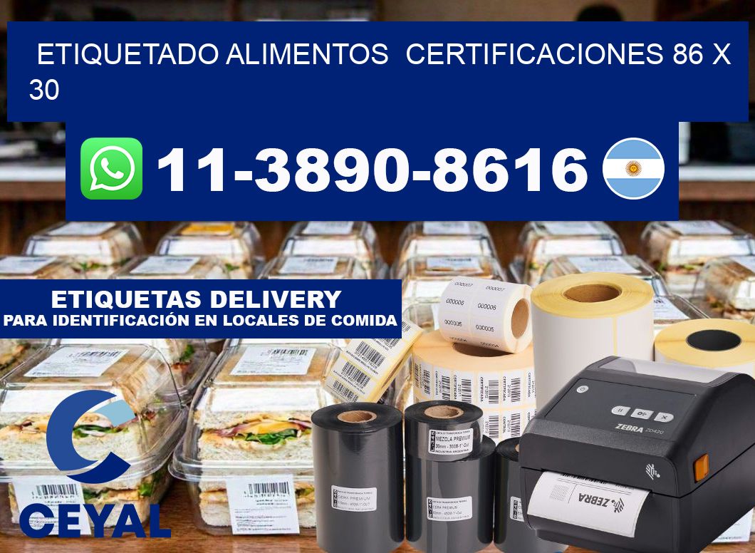 etiquetado alimentos  Certificaciones 86 x 30