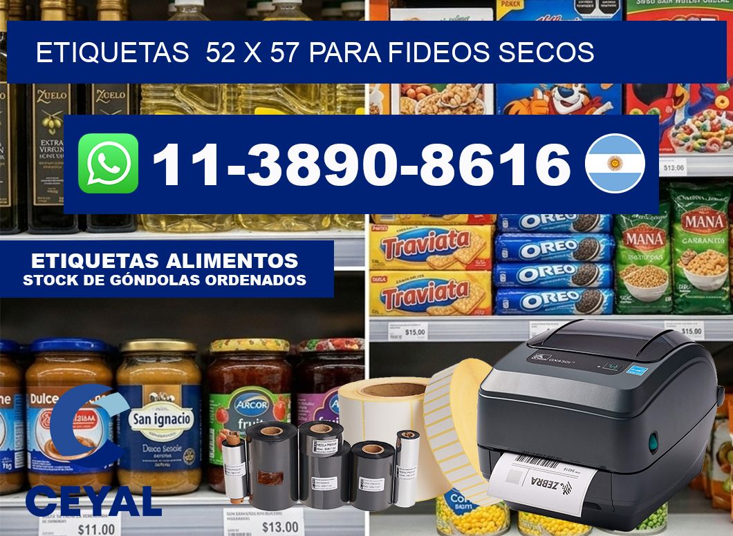 etiquetas  52 x 57 para Fideos secos