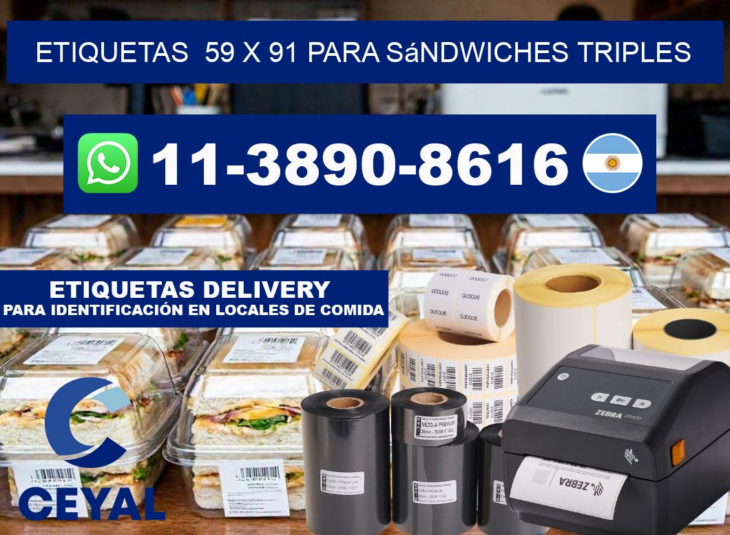 etiquetas  59 x 91 para Sándwiches triples