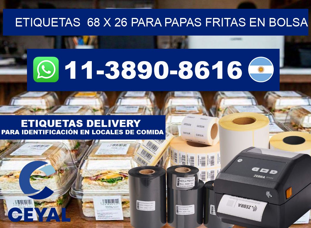etiquetas  68 x 26 para Papas fritas en bolsa