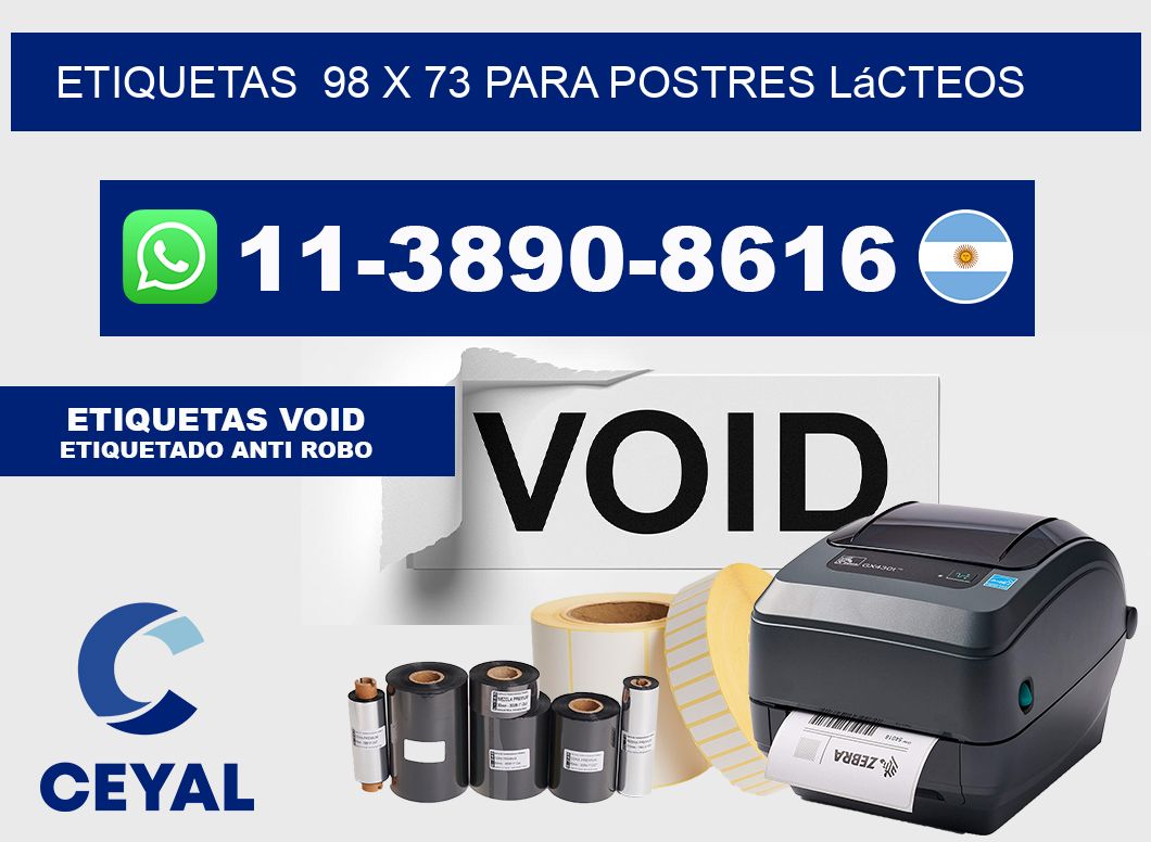 etiquetas 98 x 73 para Postres lácteos