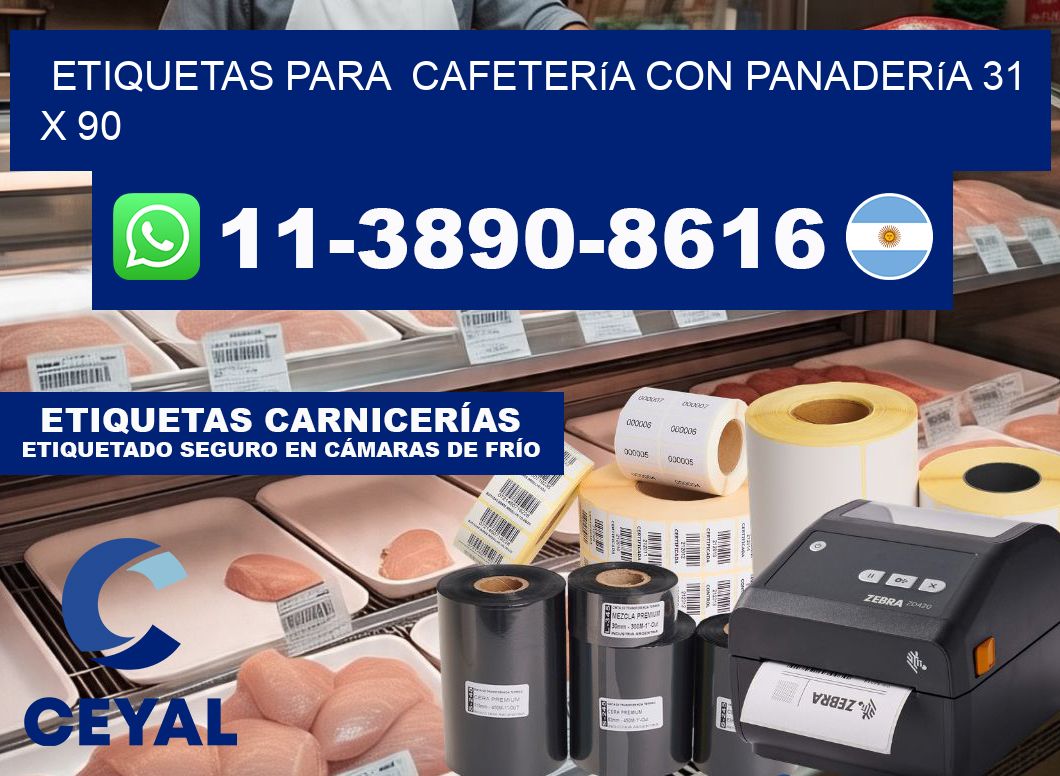 etiquetas para  Cafetería con panadería 31 x 90