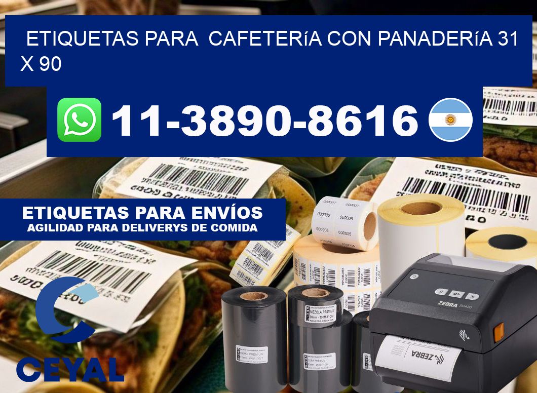 etiquetas para  Cafetería con panadería 31 x 90