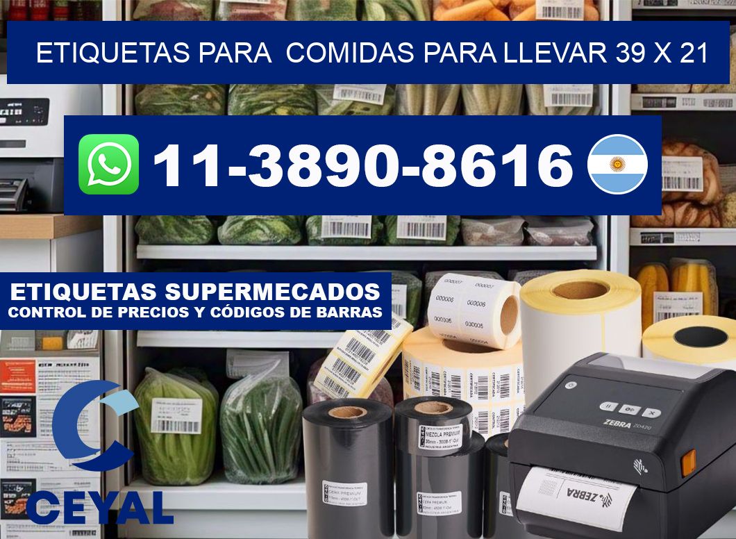 etiquetas para  Comidas para llevar 39 x 21