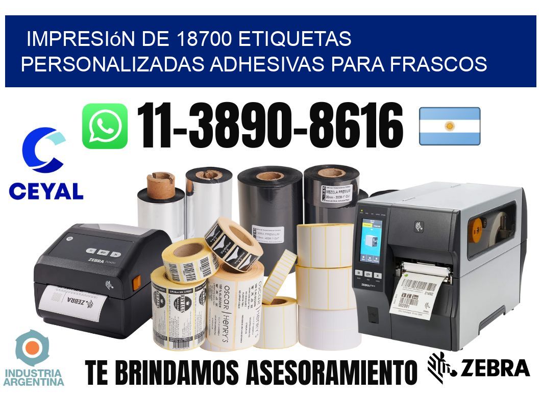 impresión de 18700 etiquetas personalizadas adhesivas para frascos