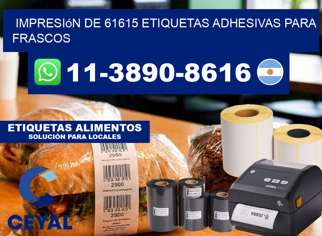 impresión de 61615 etiquetas adhesivas para frascos