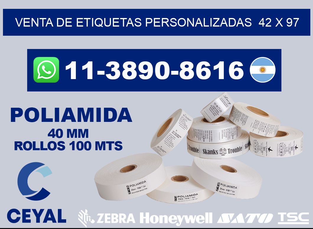 venta de etiquetas personalizadas  42 x 97