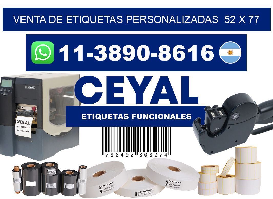 venta de etiquetas personalizadas  52 x 77