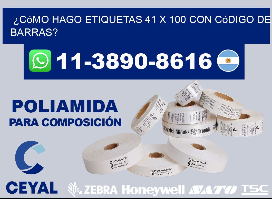 ¿Cómo hago etiquetas 41 x 100 con código de barras?
