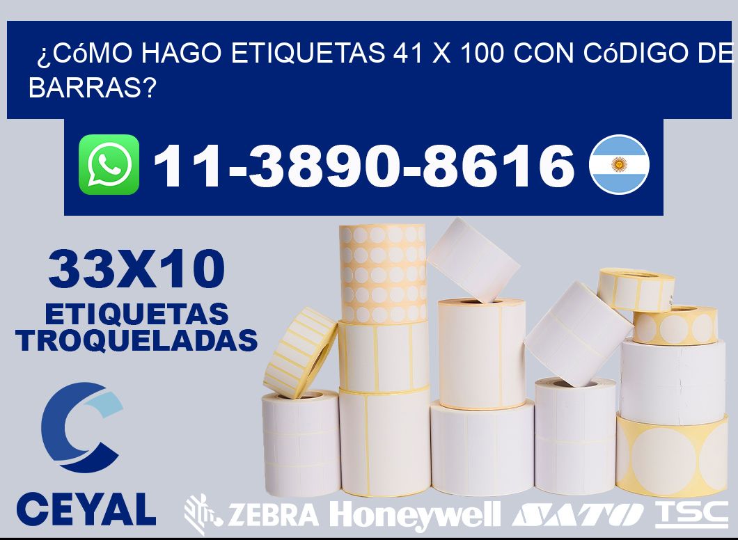¿Cómo hago etiquetas 41 x 100 con código de barras?