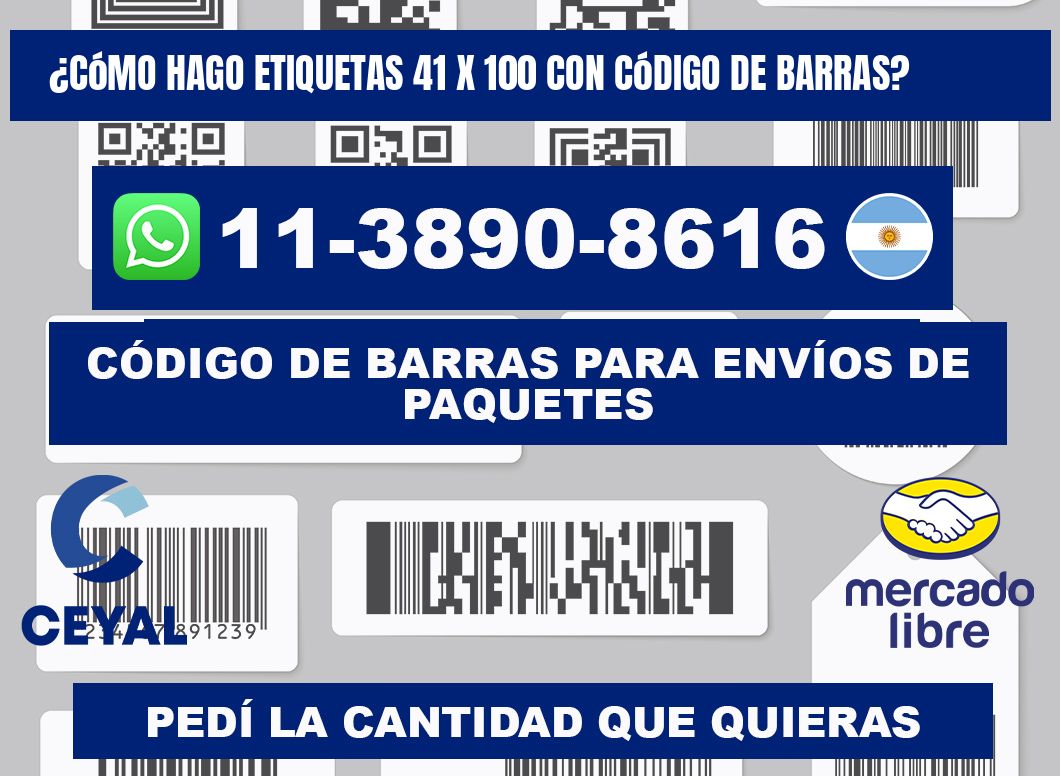 ¿Cómo hago etiquetas 41 x 100 con código de barras?