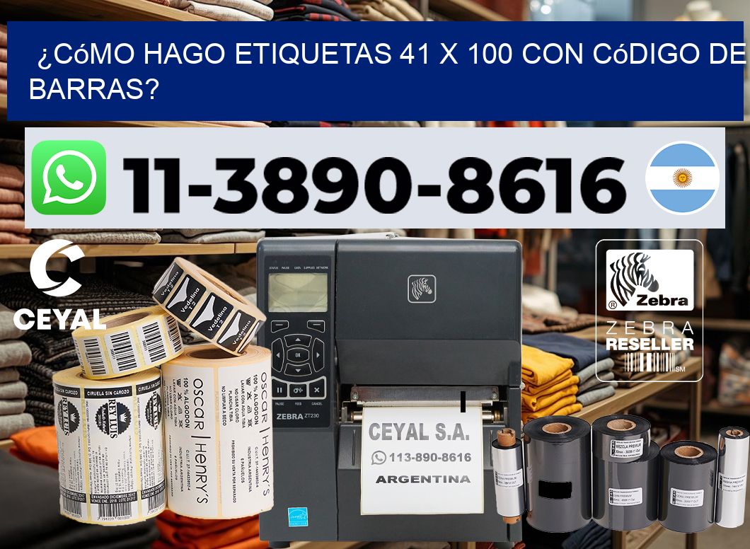 ¿Cómo hago etiquetas 41 x 100 con código de barras?