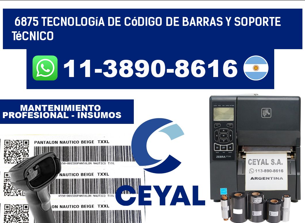 6875 Tecnología de Código de Barras y Soporte Técnico